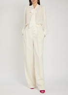 Alice + Olivia Thayer Neck tie Georgette Blouse White
