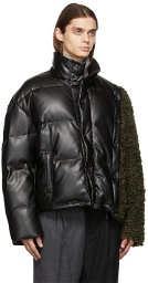 Feng Chen Wang Black & Khaki Faux-Fur & Faux-Leather Jacket