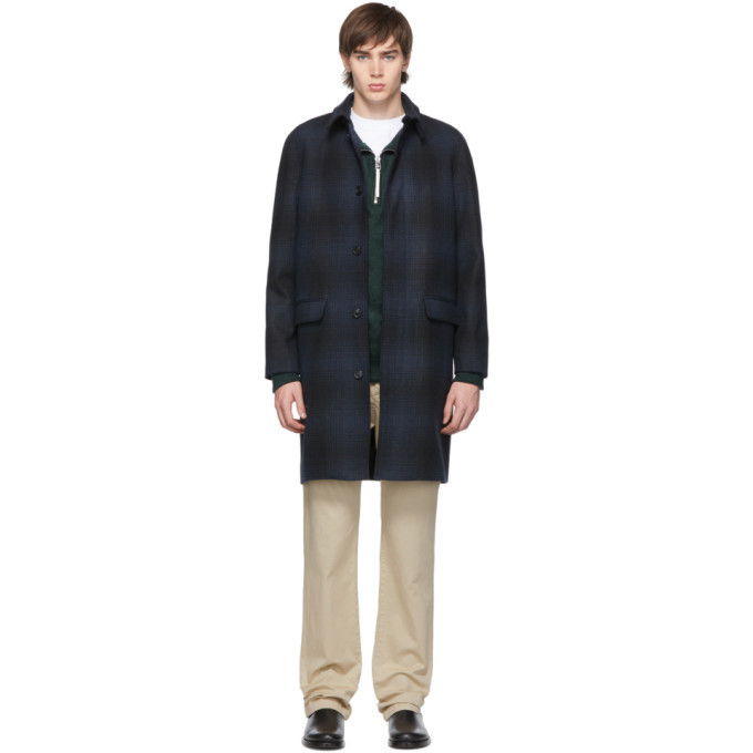 Photo: A.P.C. Navy Check Mac Mills Coat