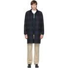 A.P.C. Navy Check Mac Mills Coat