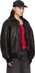 Maison MIHARA YASUHIRO Black Backlash Smooth Big Zip Leather Jacket