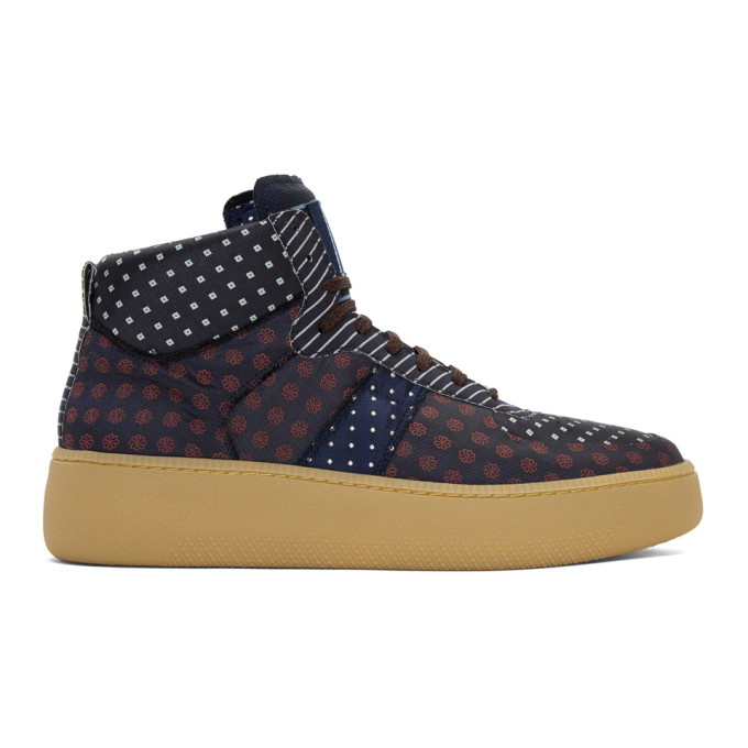 Photo: Maison Margiela Navy Mixed Print Sneakers