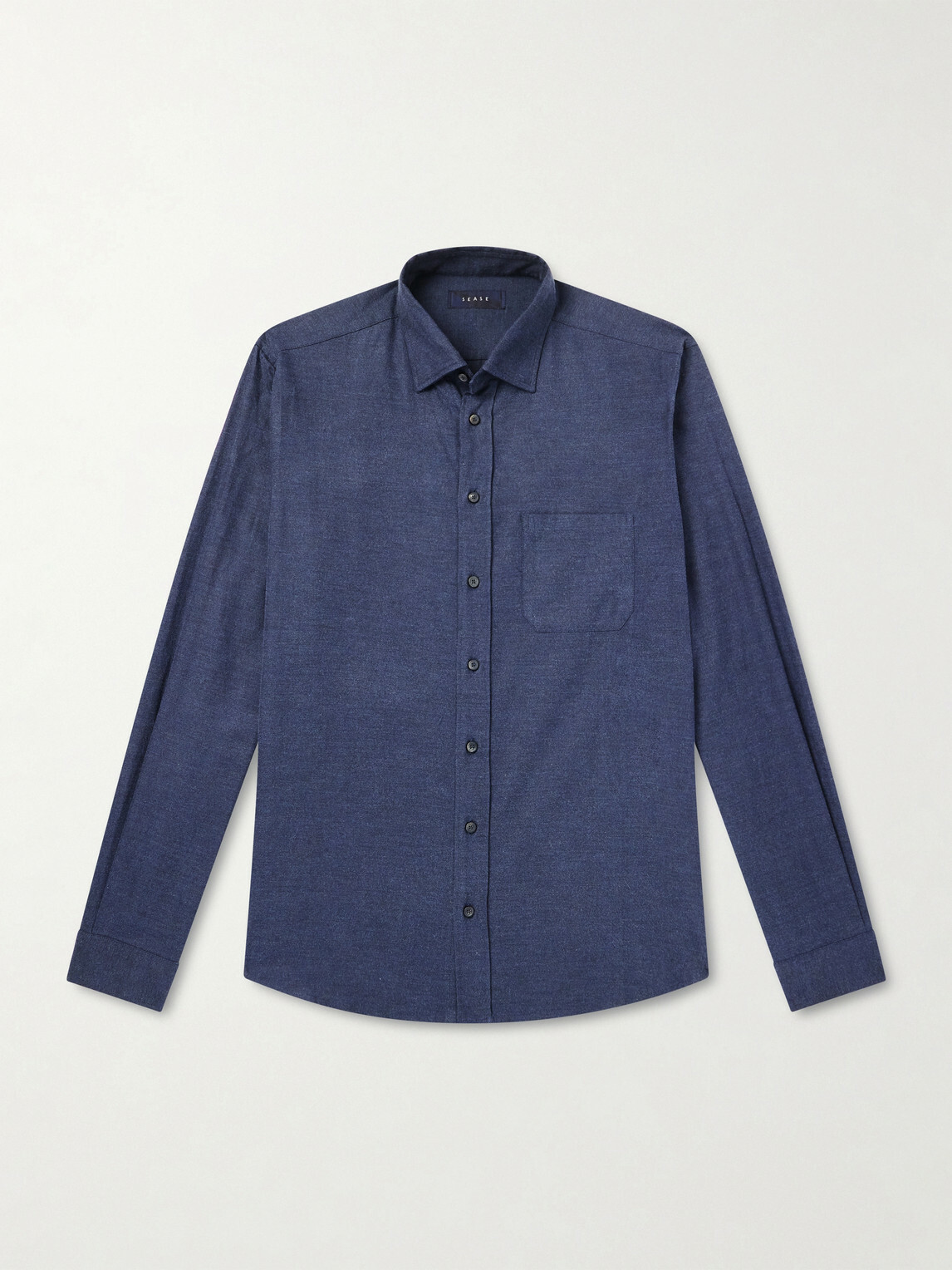 SEASE - Cotton-Flannel Shirt - Blue