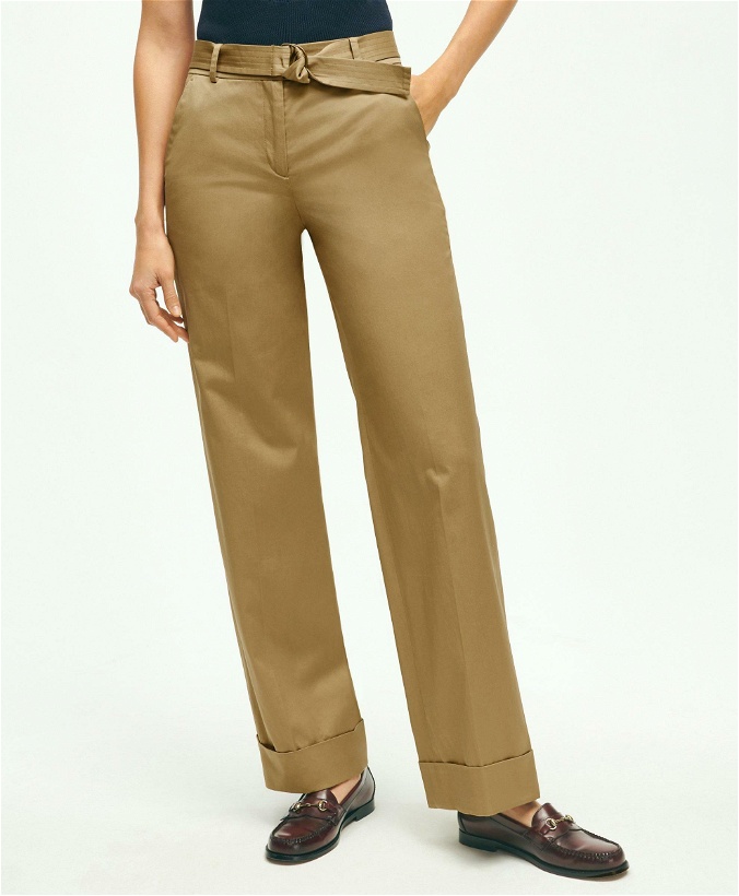 Photo: Brooks Brothers Women's Stretch Cotton Twill Belted Pants | Khaki