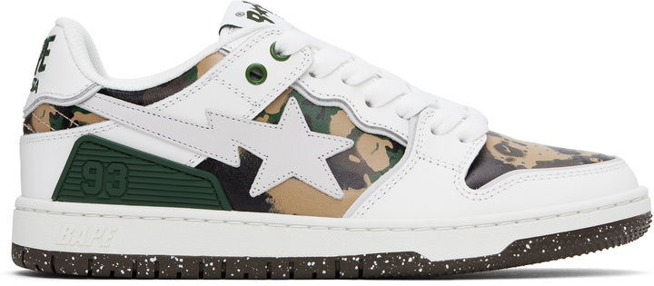 Photo: BAPE White & Khaki 'BAPE' SK8 STA #2 M1 Sneakers