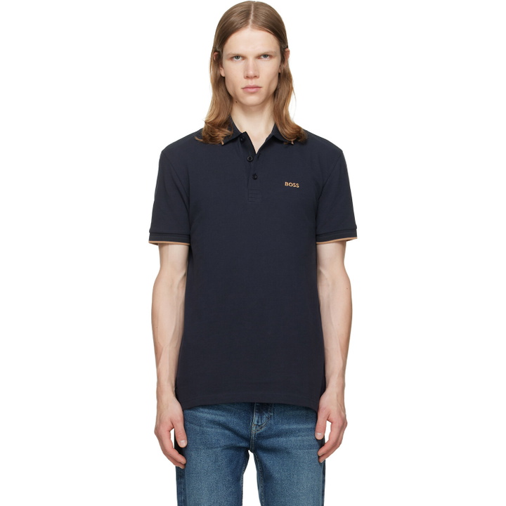 Photo: BOSS Navy Paddy Cotton Piqué Polo