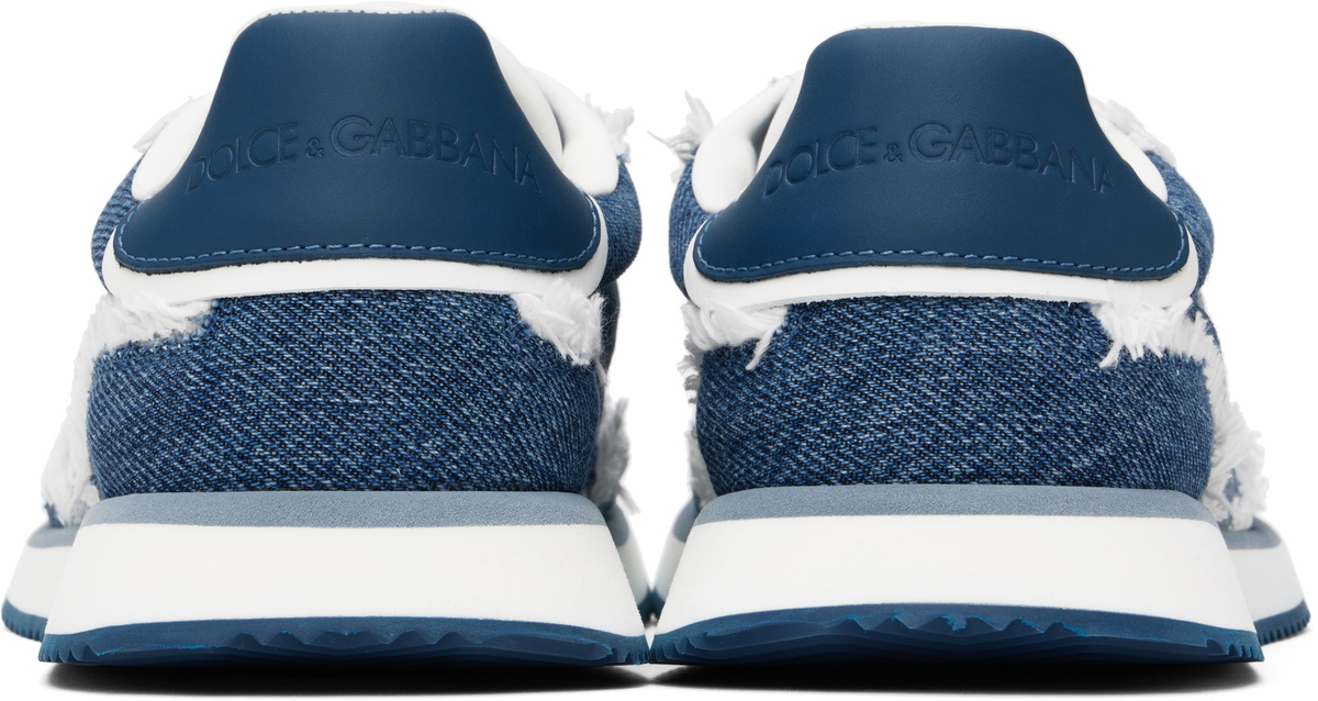 Dolce&Gabbana Blue Mixed-Material 'DG' Cushion Sneakers