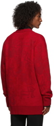 We11done Red Logo Graffiti Allover Cardigan