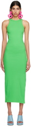 MSGM Green Cutout Midi Dress