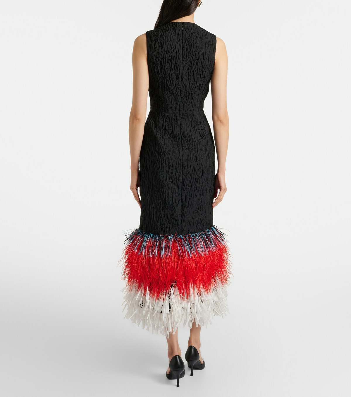 Roksanda Zua feather-trimmed midi dress