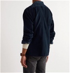 The Workers Club - Camp-Collar Garment-Dyed Cotton-Corduroy Overshirt - Blue
