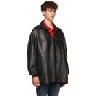 Balenciaga Black Leather Zip-Up Track Jacket