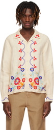 Bode Off-White Beaded Garden Party Shirt