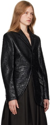 Comme des Garçons Black Faux Leather Allover Embroidery Blazer