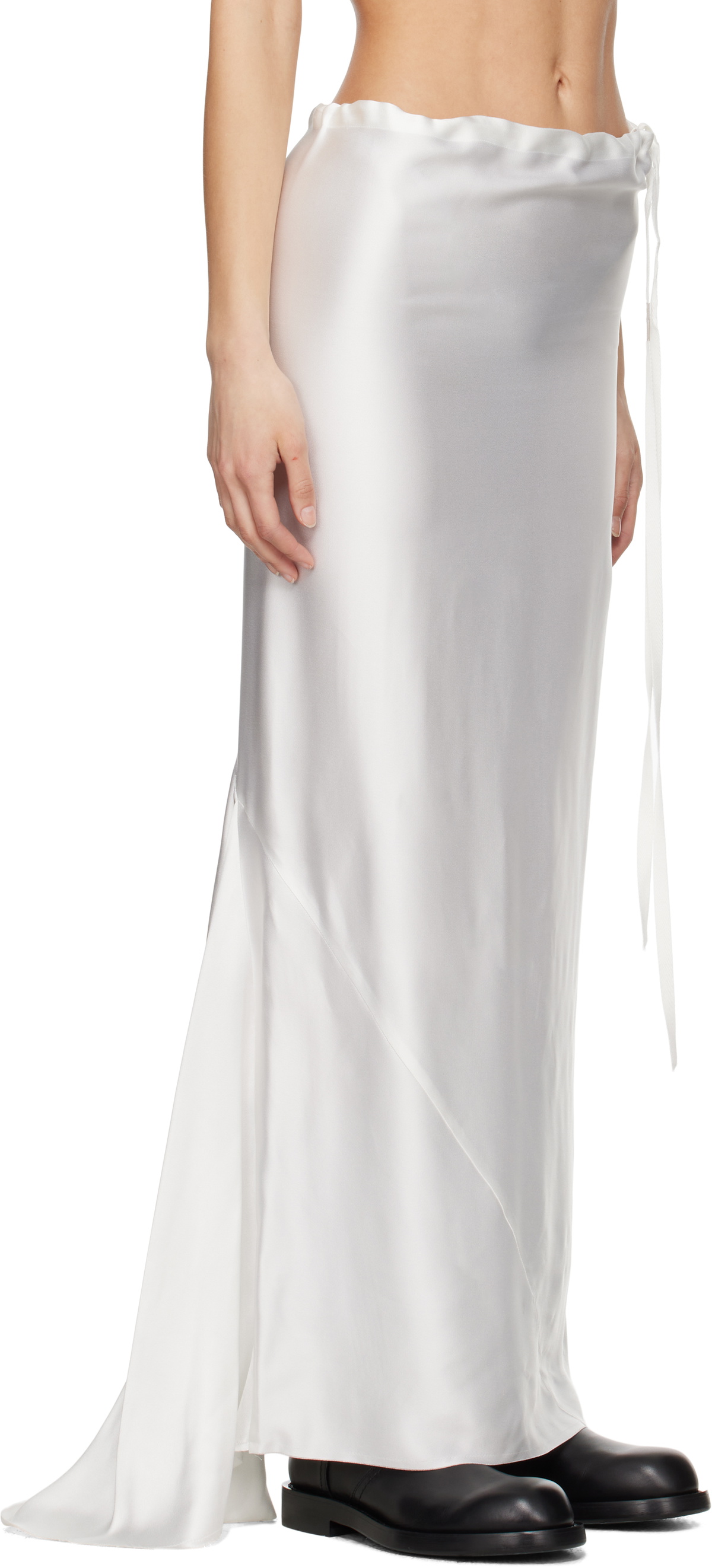 Ann Demeulemeester White Eveline Long Bias Maxi Skirt