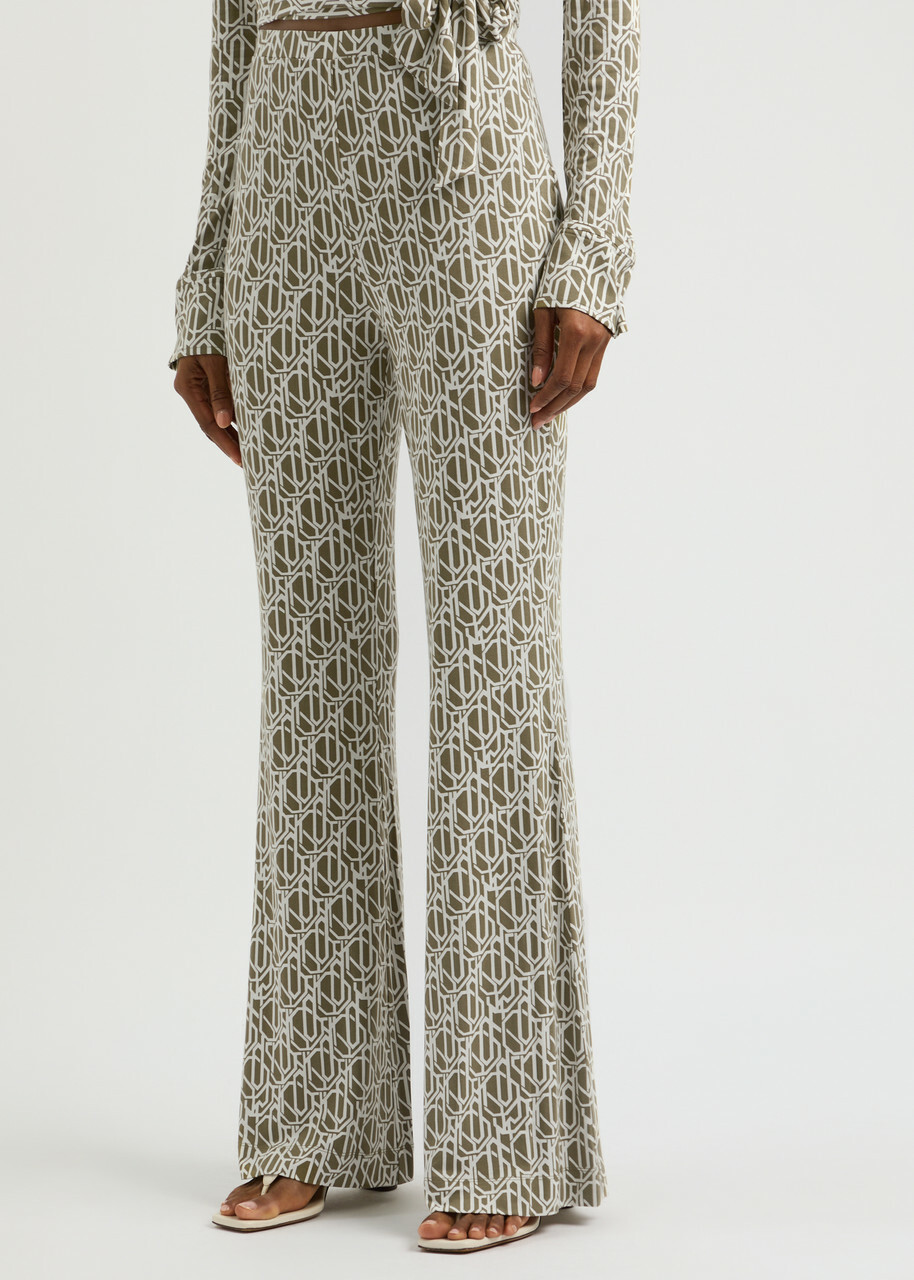 Diane Von Furstenberg Brooklyn Printed Jersey Trousers Khaki