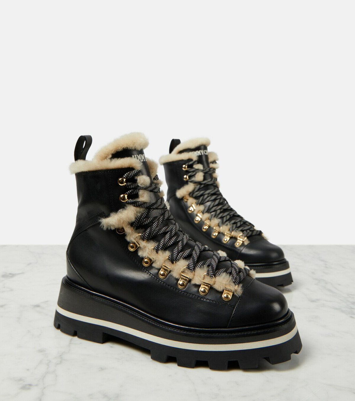 Jimmy Choo Chike shearling-lined leather ankle boots Jimmy Choo