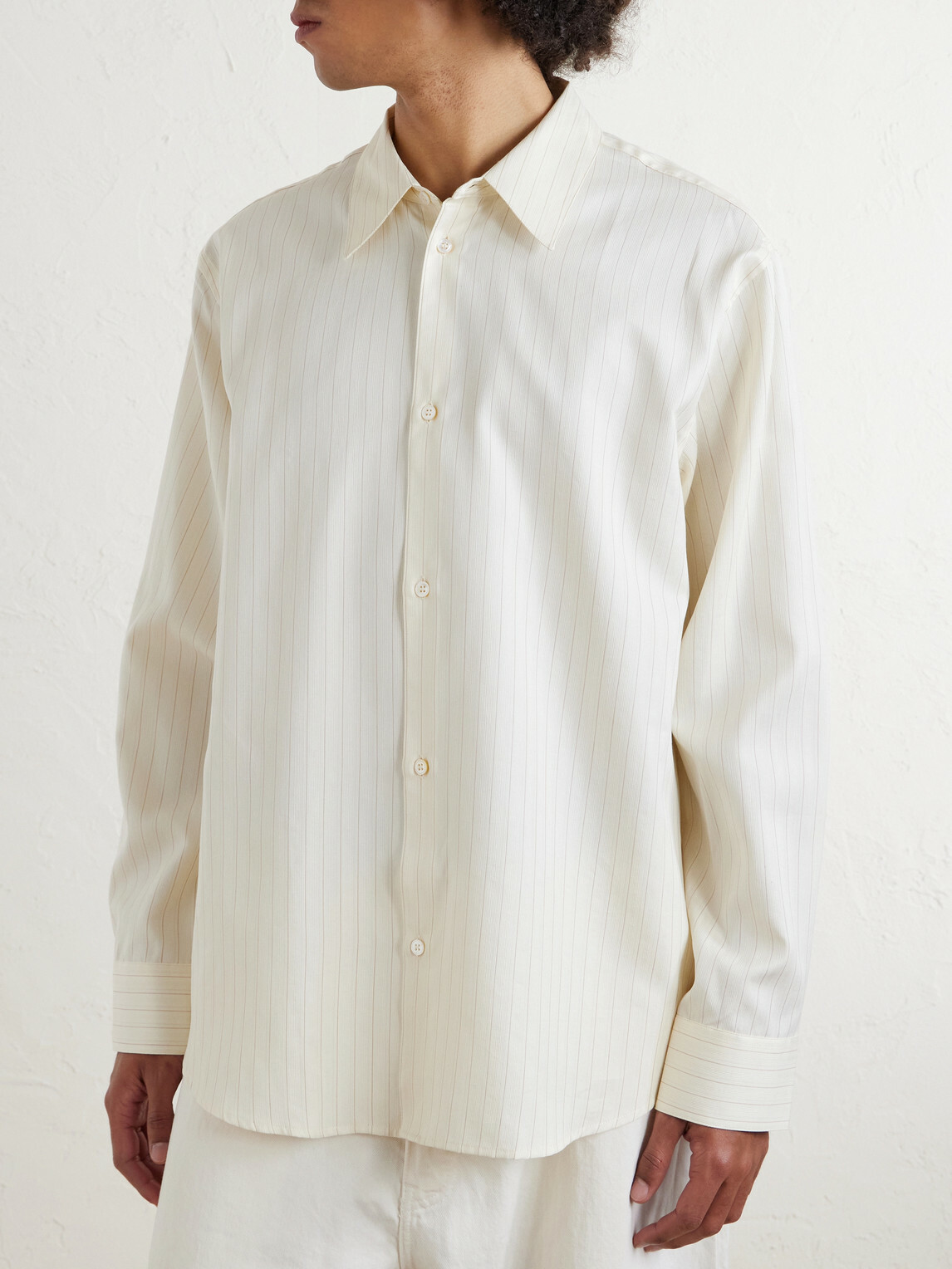 Studio Nicholson - View Striped Silk and Cotton-Blend Shirt - Neutrals