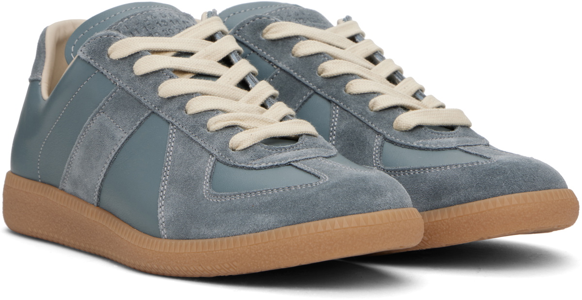 スニーカー MAISON MARGIELA Men Sneakers S57WR0134P5401 T6172 BLUE Maison Margiela - Replica Blue Leather & Suede Low Top Sneaker