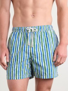 Drake's - Straight-Leg Mid-Length Striped Swim Shorts - Blue