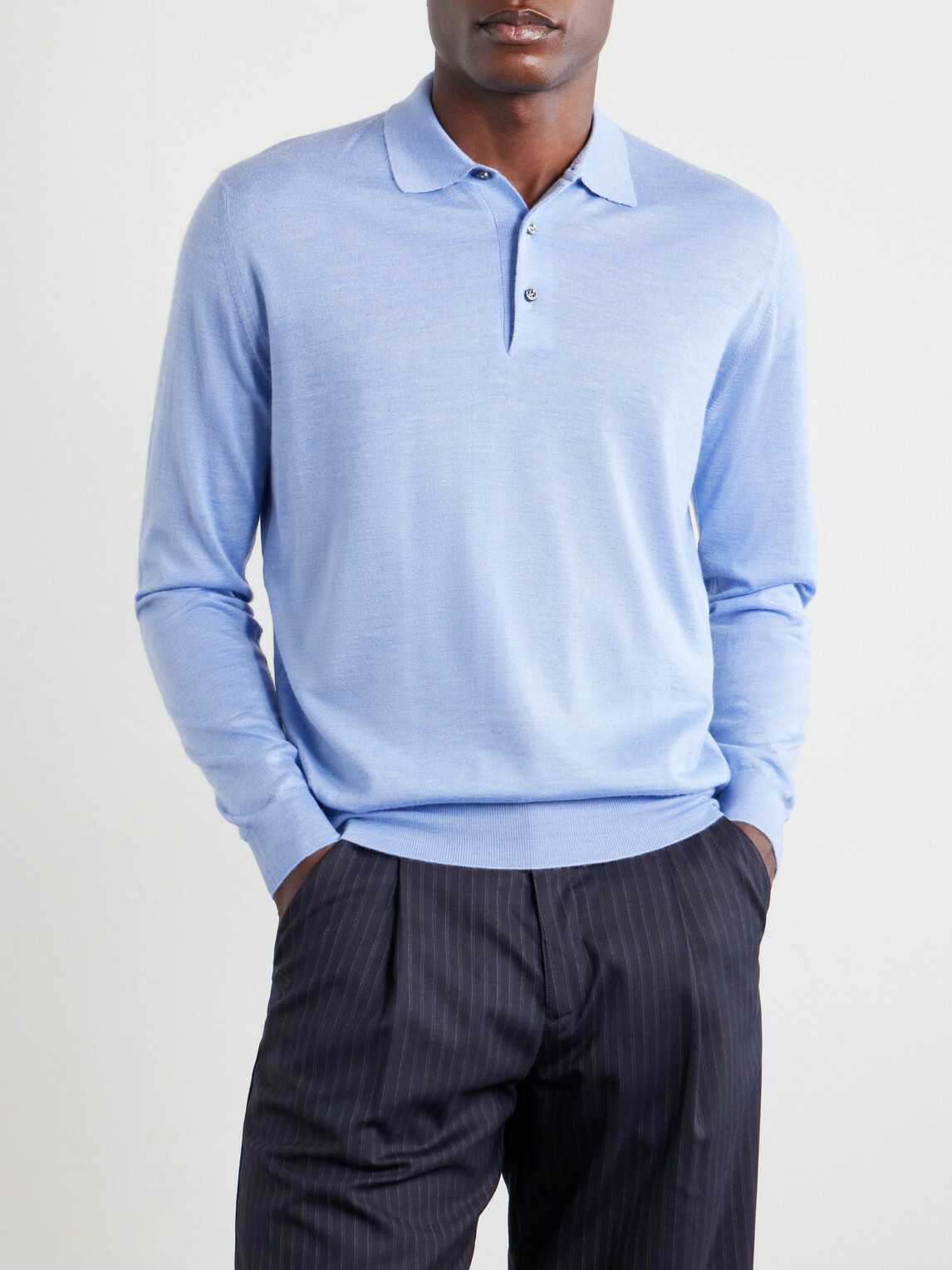 FEDELI - Sportman Cashmere and Silk-Blend Polo Shirt - Blue