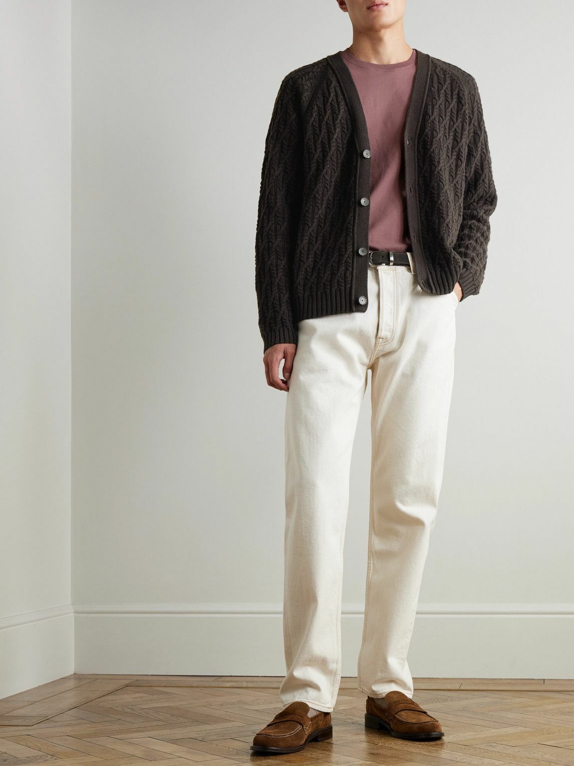 Mr P. - Cable-Knit Wool Cardigan - Brown