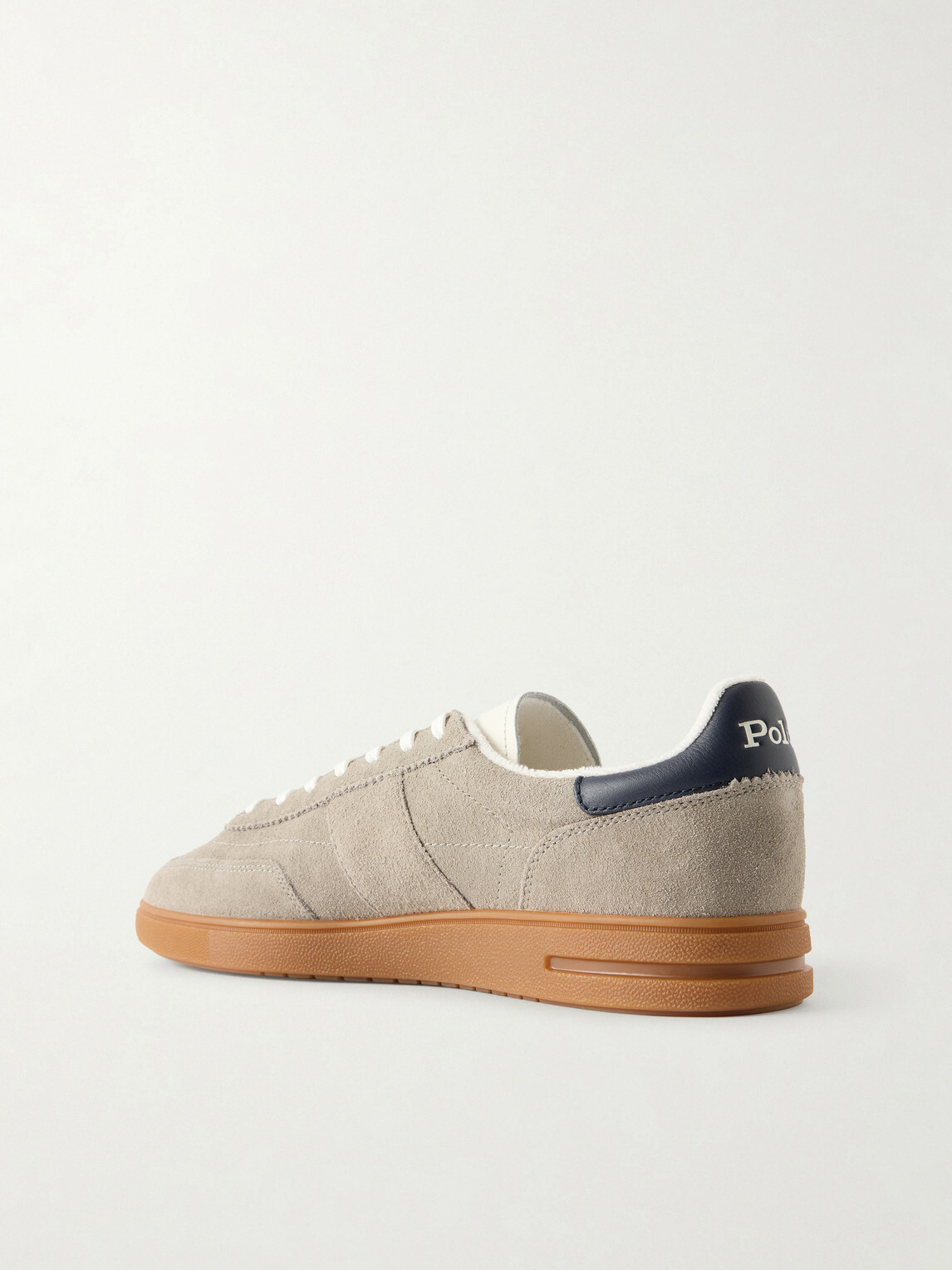 Polo Ralph Lauren - Bedford Logo-Embroidered Leather-Trimmed Suede Sneakers - Gray