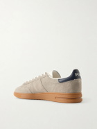 Polo Ralph Lauren - Bedford Logo-Embroidered Leather-Trimmed Suede Sneakers - Gray