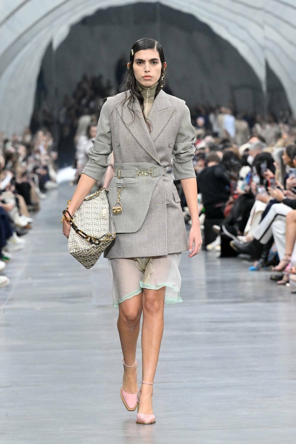 Fendi Houndstooth wool-blend jacket