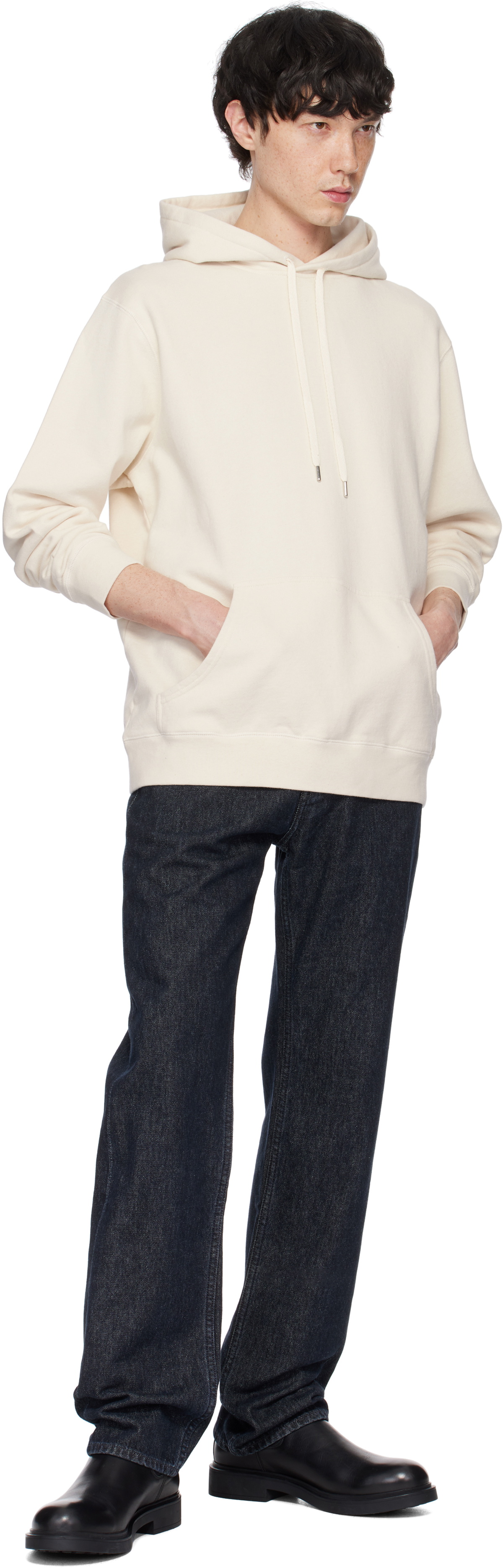 Sunspel Beige Loopback Hoodie