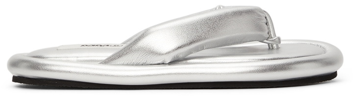 Photo: MM6 Maison Margiela Silver Faux-Leather Padded Sandals