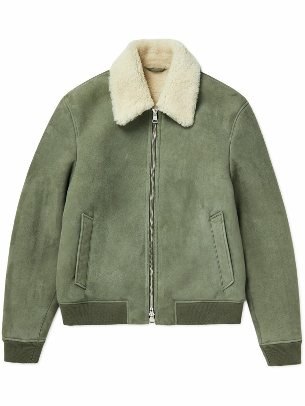 Photo: Mr P. - Shearling-Trimmed Suede Blouson Jacket - Green