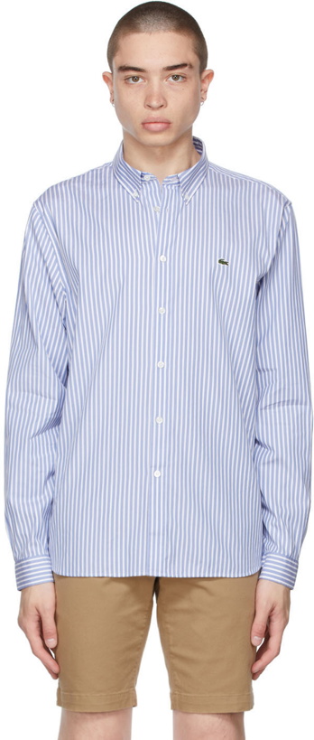 Photo: Lacoste Blue & White Striped Regular-Fit Shirt