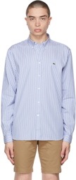 Lacoste Blue & White Striped Regular-Fit Shirt