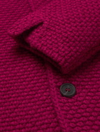 Anderson & Sheppard - Slim-Fit Textured Wool and Cashmere-Blend Cardigan - Burgundy