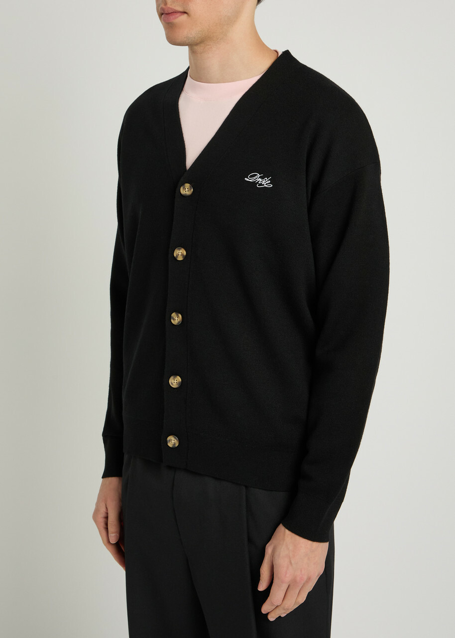DRÔLE DE Monsieur Le Cardigan Drôle Embroidered Knit Cardigan Black