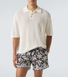 Commas Open-knit cotton-blend polo sweater