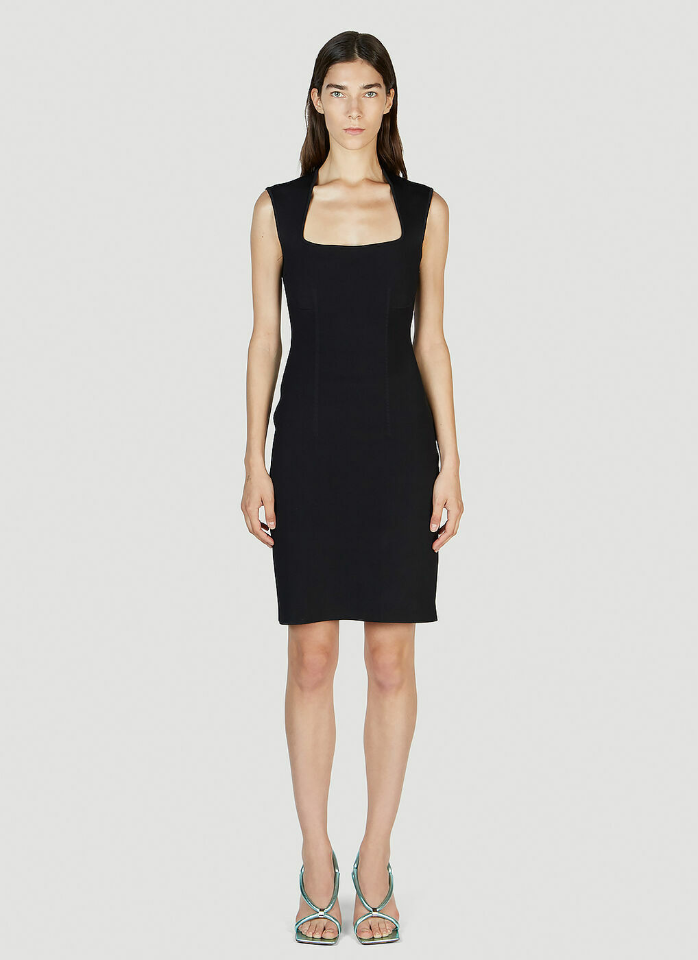 【関税&送料込】Bottega Veneta Canvas Sleeveless Dress Bottega Veneta - Compact Dress in Black Bottega Veneta