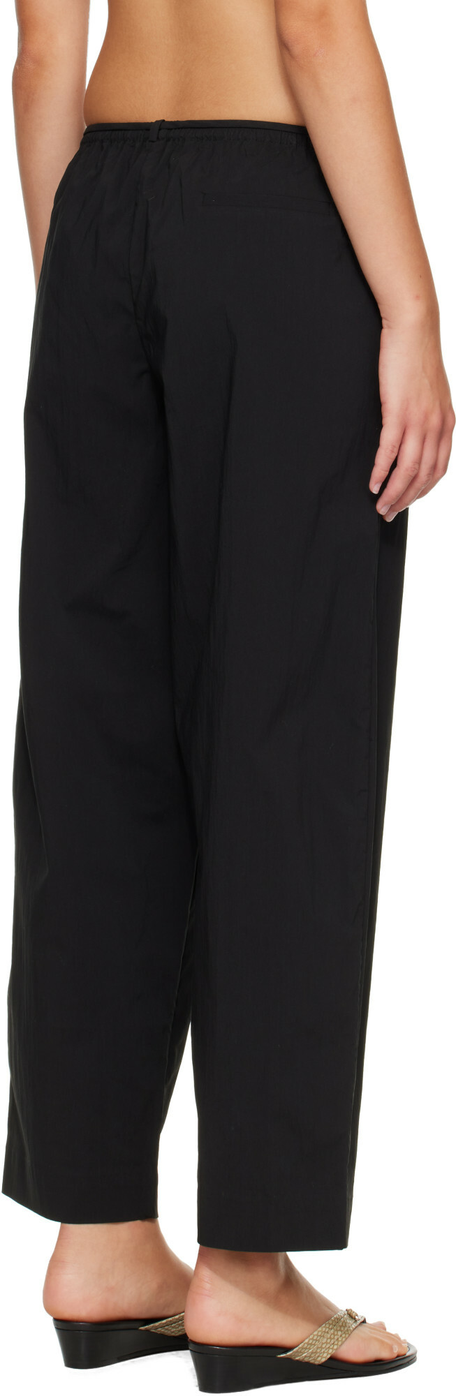 St. Agni Black Fine Rouleau Crop Trousers