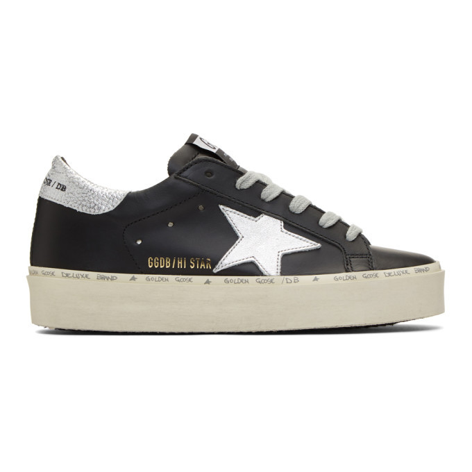 Golden Goose Black and Silver Hi Star Sneakers Golden Goose Deluxe Brand