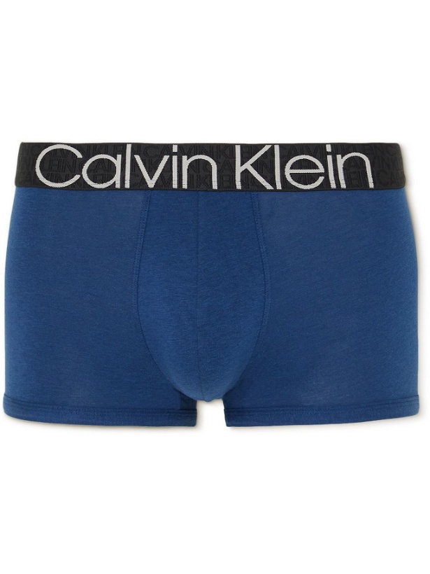 Photo: CALVIN KLEIN UNDERWEAR - Stretch Cotton, REFIBRA and Modal-Blend Jersey Boxer Briefs - Blue