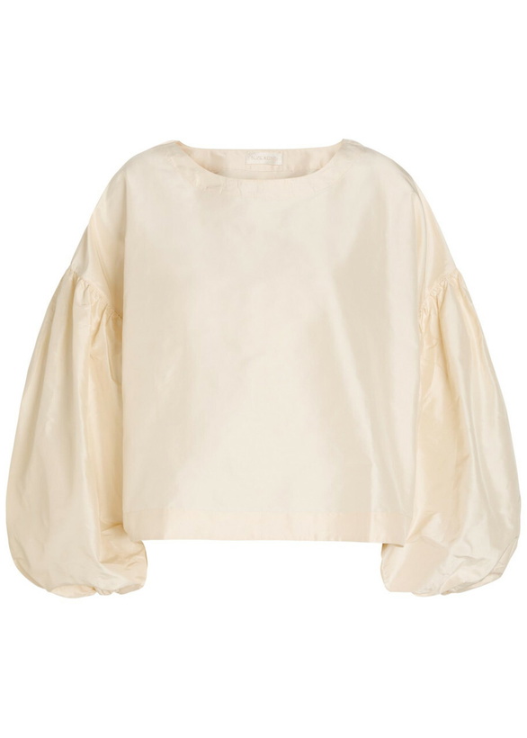 Photo: Suzie Kondi Balon Balloon-sleeve Silk-taffeta top Off White