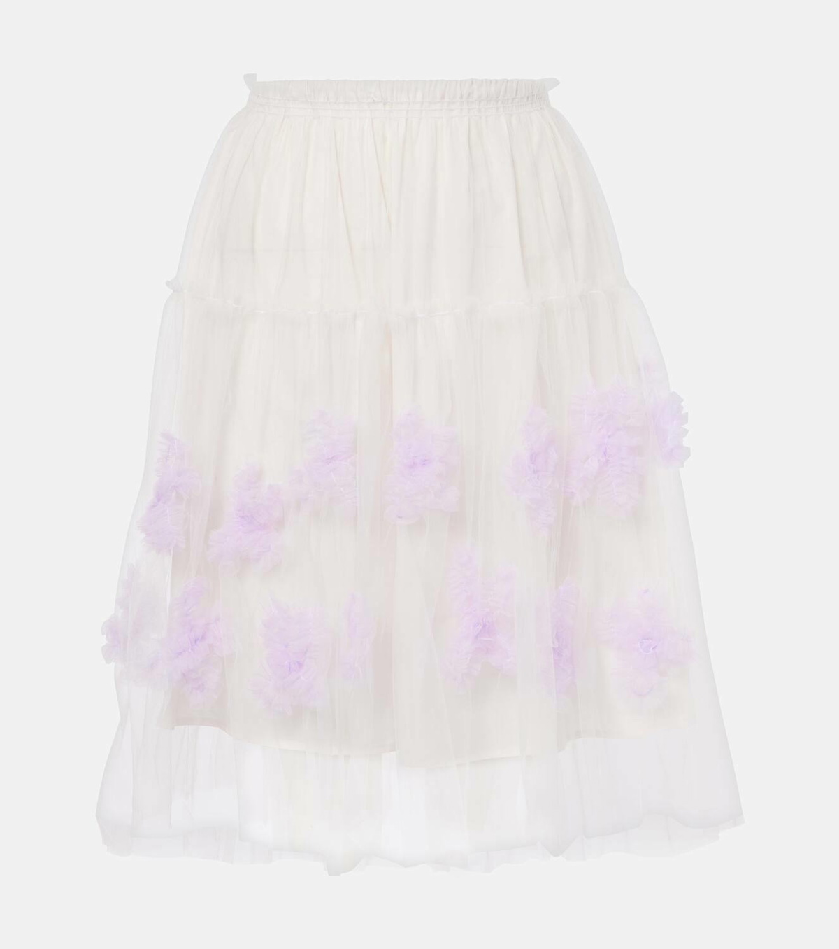 Susan Fang Floral-appliqué mesh midi skirt