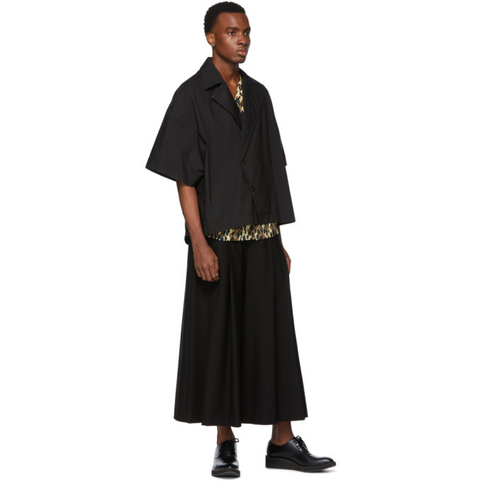 Lad Musician Black 2Tuck Cropped Wide Trousers