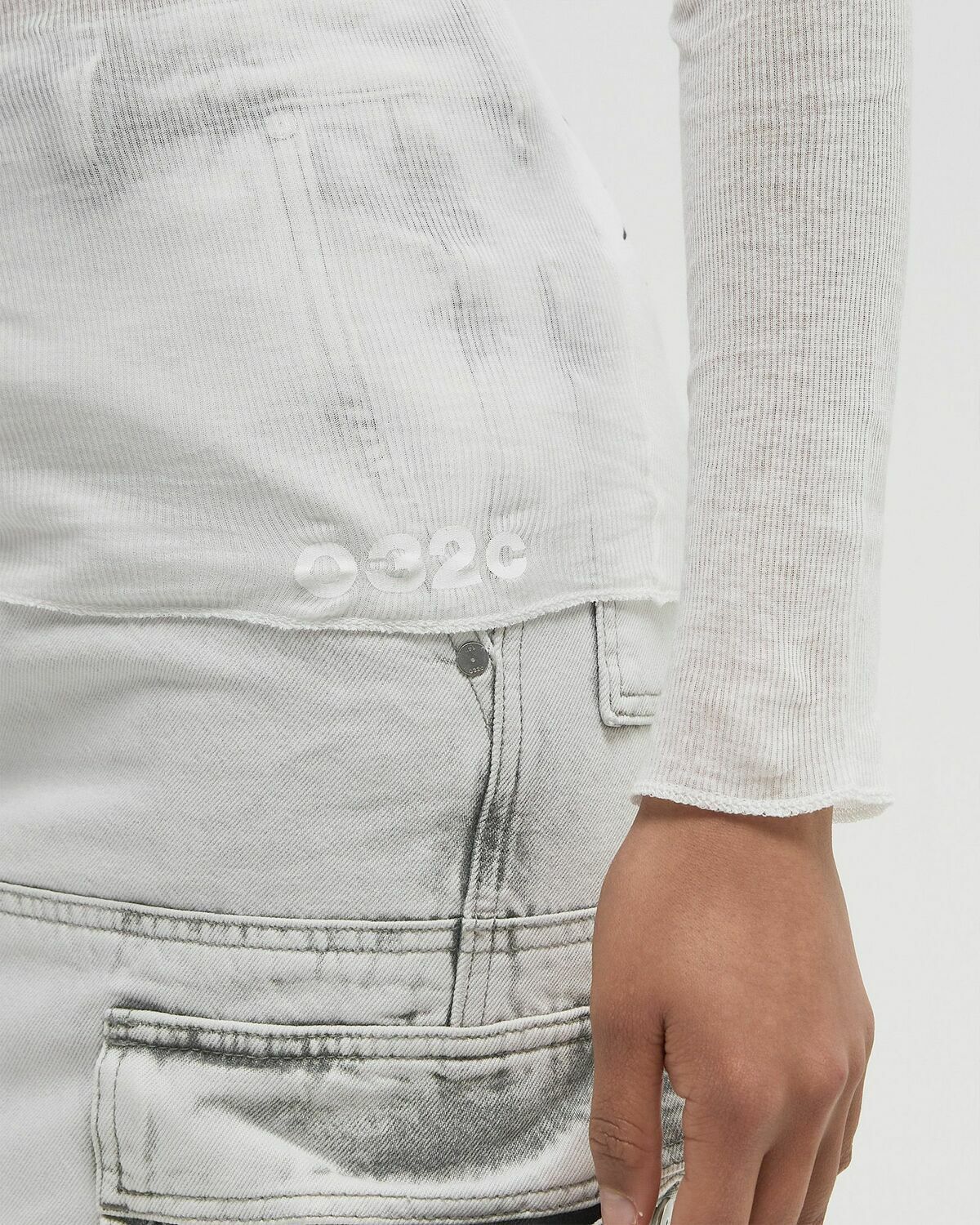 032c BLACK SUN FINE RIB LONGSLEEVE White Womens Longsleefe