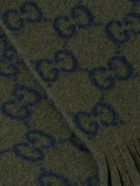 GUCCI - Fringed Logo-Jacquard Wool Scarf