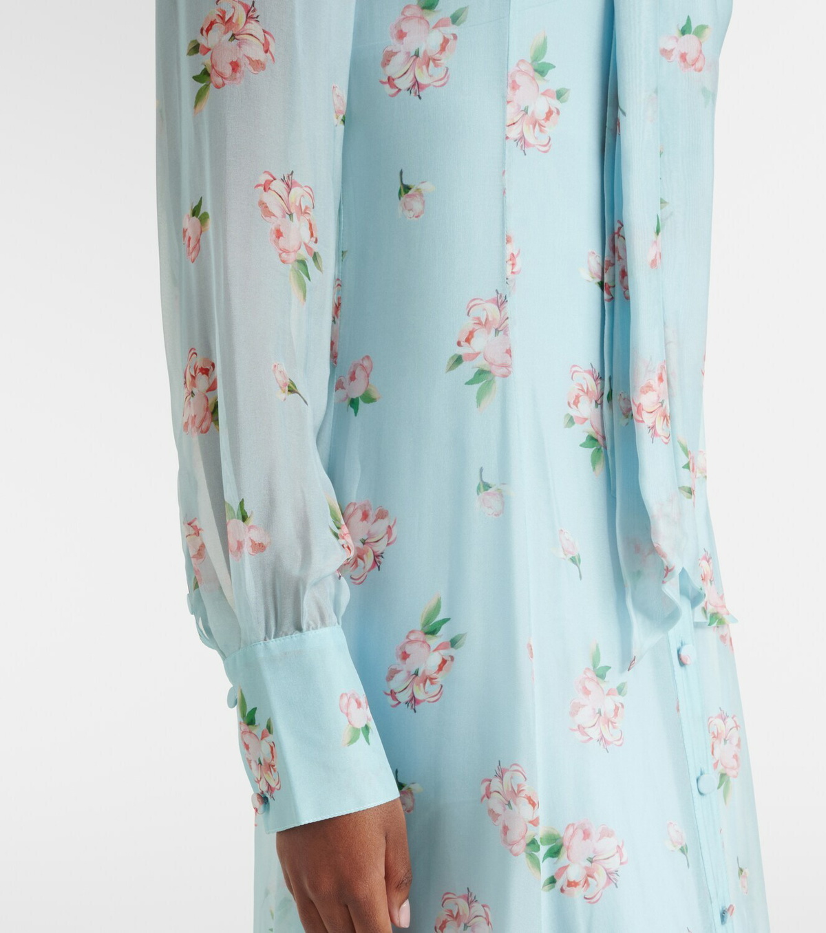 Leo Lin Lilith bow-detail floral chiffon maxi dress