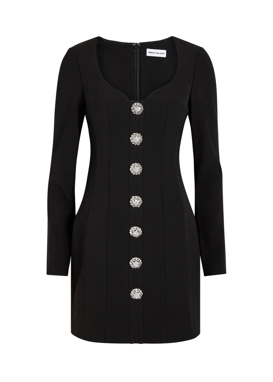 Rebecca Vallance Annaleigh Crystal-embellished Crepe Mini Dress Black
