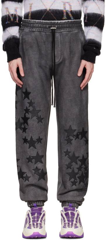 Photo: AMIRI Black Pigment Spray Star Lounge Pants