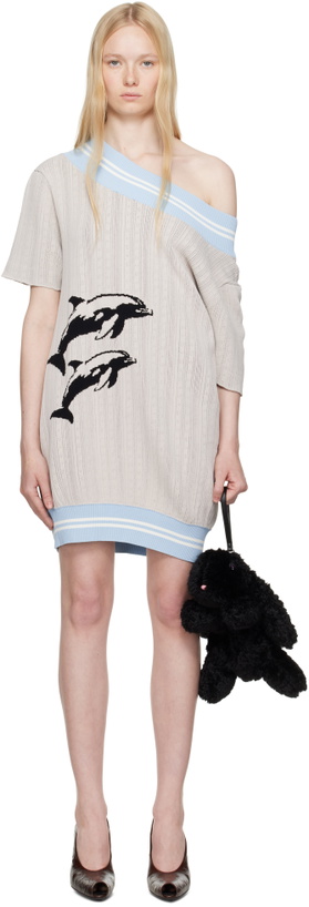 Photo: Ashley Williams Blue & Gray Dolphins Knit Minidress